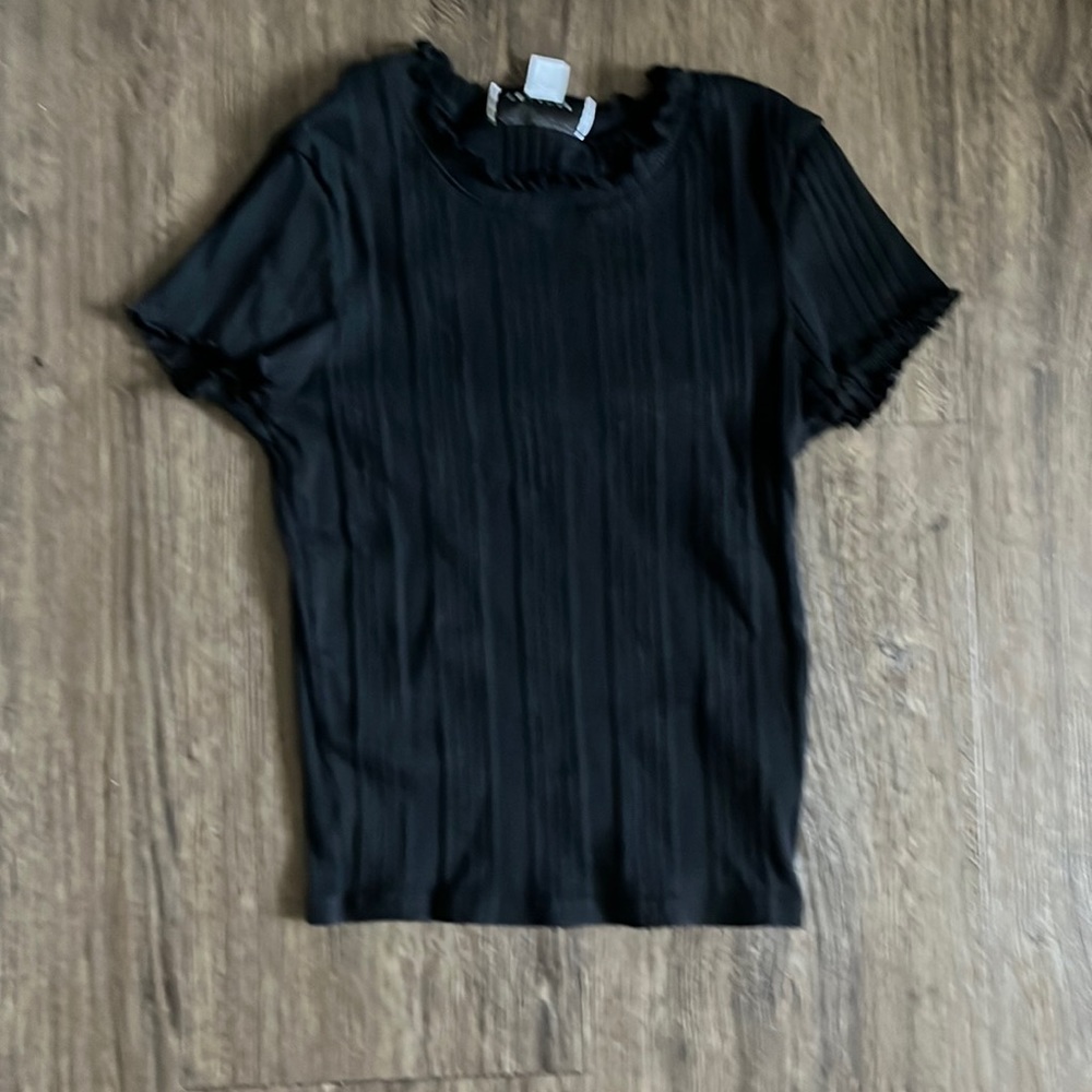 Ruffled Black Tank Top
